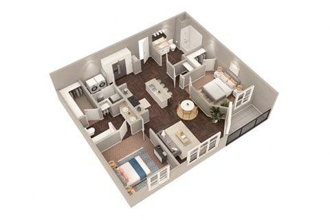 Floor plan for 2 beds, 2 baths, 1044 sqft